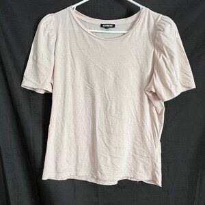 Women's Pink Short Puff Sleeve Express Top
